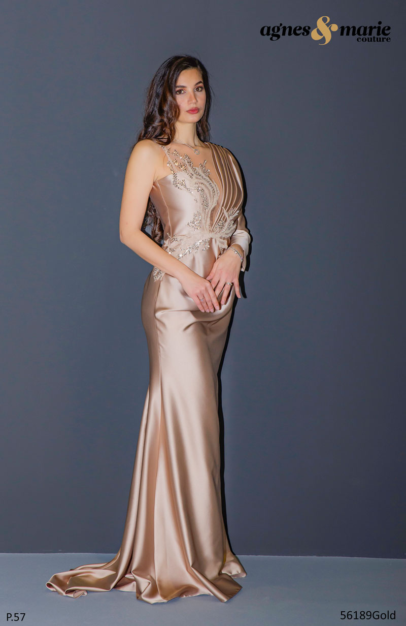  Produto: 56189 GOLD, Categoria: Vestidos de Cerimónia, Ano: 2023, Marca Agnes & Marie