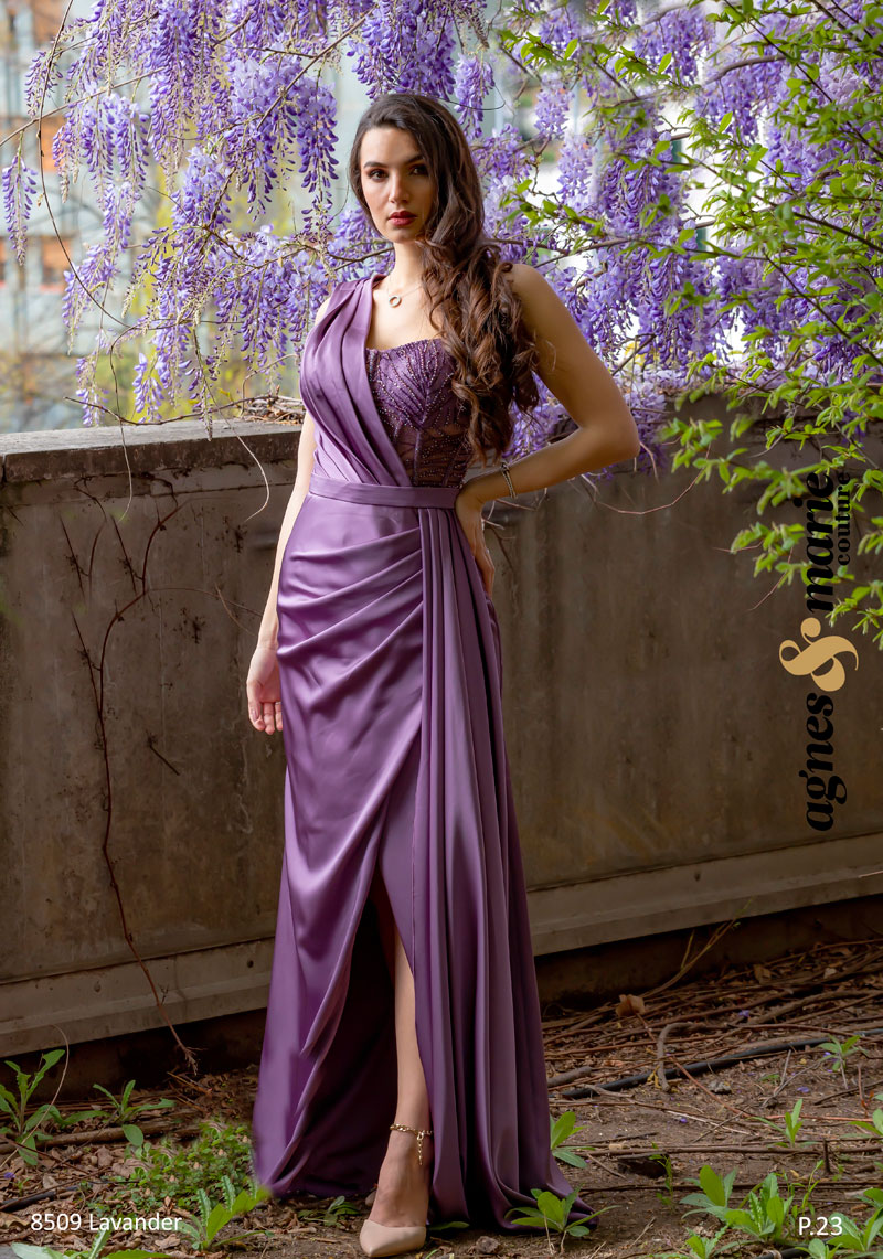  Produto: 8509 LAVANDER, Categoria: Vestidos de Cerimónia, Ano: 2023, Marca Agnes & Marie
