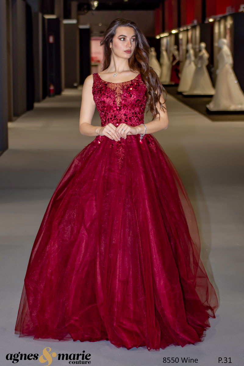  Produto: 8550 WINE, Categoria: Vestidos de Cerimónia, Ano: 2023, Marca Agnes & Marie